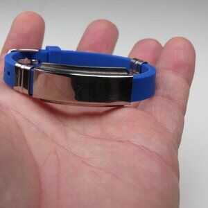 $150 ID Bracelet St. Steel & Rubber Blue